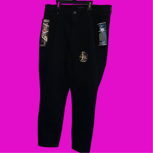 NWT one5one black fleece backed denim jeans 18w